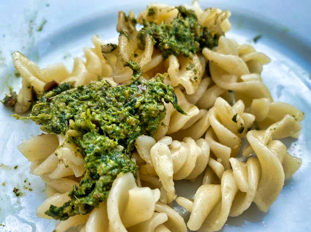 Nudeln mit wildem Pesto